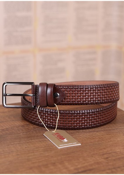 3.5 cm Fındık Desenli Deri Kemer fiyatları