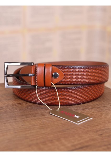 3.5 cm Taba Desenli Deri Kemer