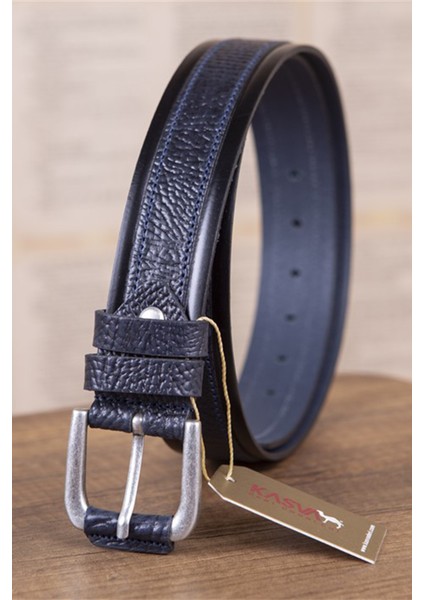 4 cm Lacivert Deri Spor Kemer