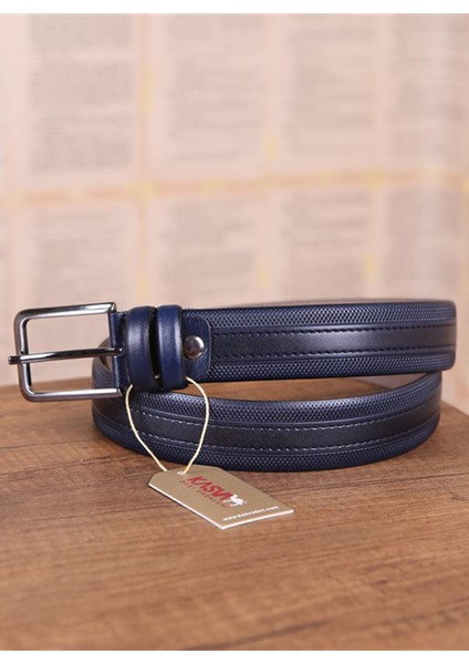 3.5 cm Lacivert Desenli Deri Kemer fiyatları