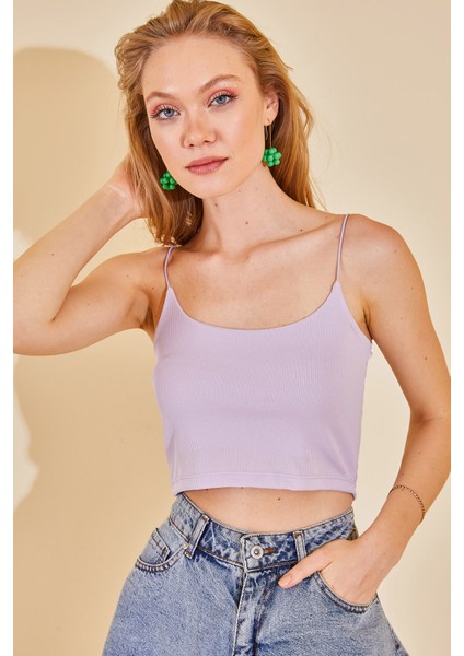 Lila Askılı Kaşkorse Bluz 1KXK2-44682-26