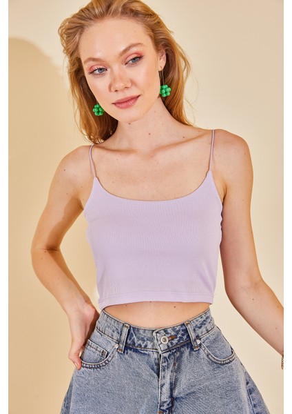 Lila Askılı Kaşkorse Bluz 1KXK2-44682-26 fırsatları