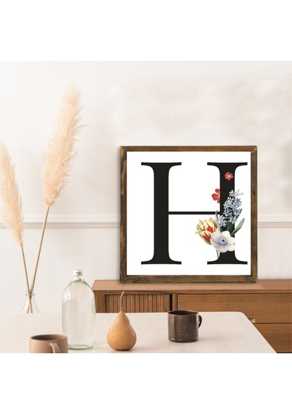 Masif Çerçeveli S Harfi Baskılı Sanatsal Tablo