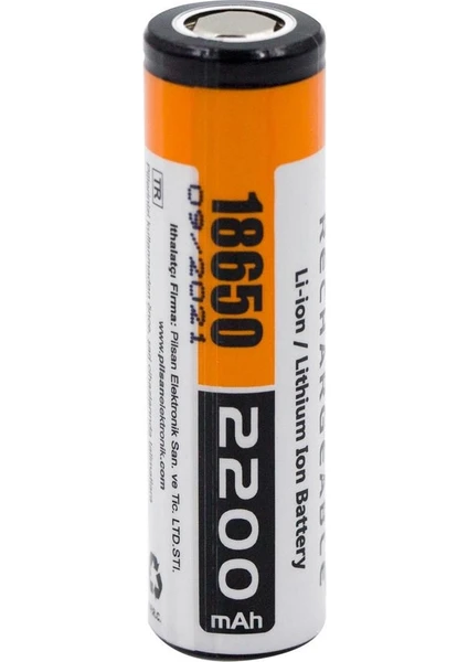 18650 3.7 V 2200 Mah Şarjlı Li-Ion Pil (Başsız)