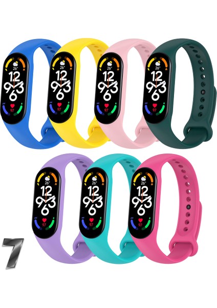 Xiaomi Mi Band 7 Uyumlu Silikon Kordon Seti 7li