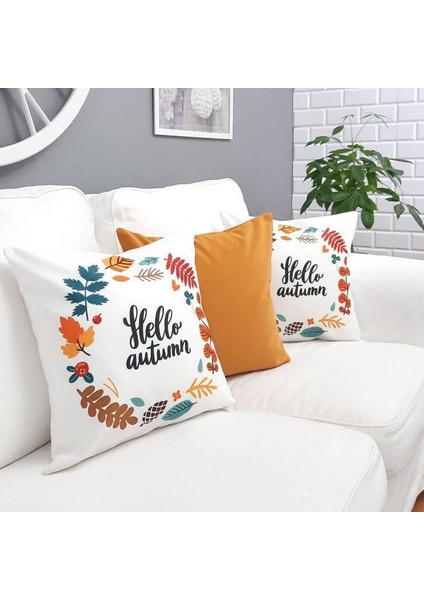 Sonbahar Temalı Kırlent Kılıfı 3'lü Kombin Set