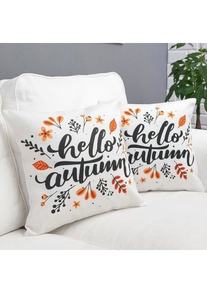 Sonbahar Temalı Kırlent Kılıfı 2li Kombin Set