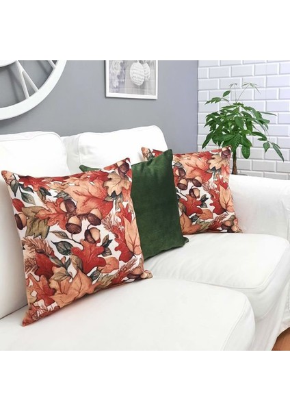 Sonbahar Temalı Kırlent Kılıfı 3'lü Kombin Set