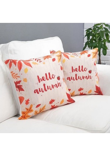 Sonbahar Temalı Kırlent Kılıfı 2li Kombin Set