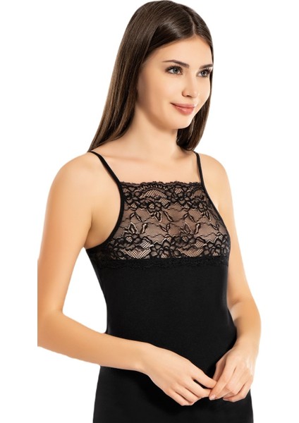 6033 Likralı Geniş Dantelli Ip Askılı Bayan Atlet