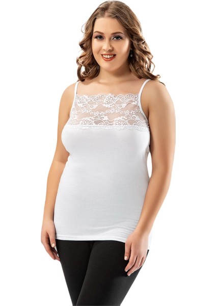 6033 Likralı Geniş Dantelli Ip Askılı Bayan Atlet