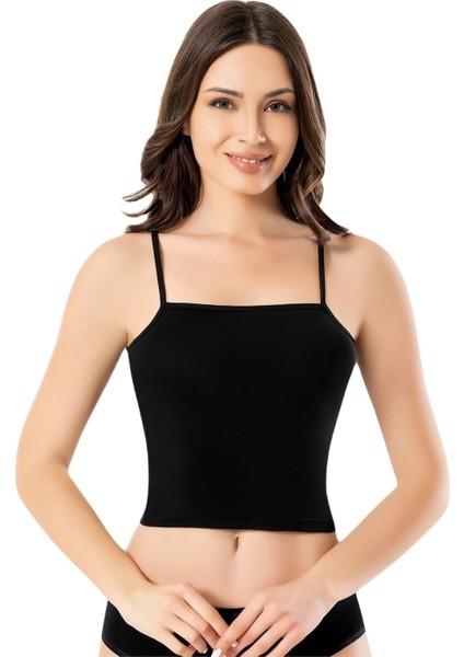 6377 Likralı Ip Askılı Bayan Krop