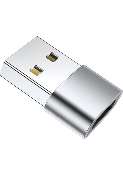 USB To Type-C Dişi Şarj ve Data Çevirici Dönüştürücü Adaptör Gümüş