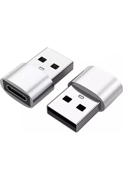 USB To Type-C Dişi Şarj ve Data Çevirici Dönüştürücü Adaptör Gümüş