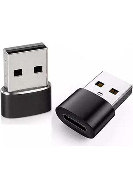 USB To Type-C Dişi Şarj ve Data Çevirici Dönüştürücü Adaptör Siyah