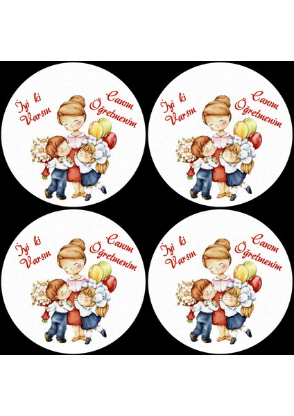 Öğretmenler Günü Etiketi 4 x 4 cm 24 Adet