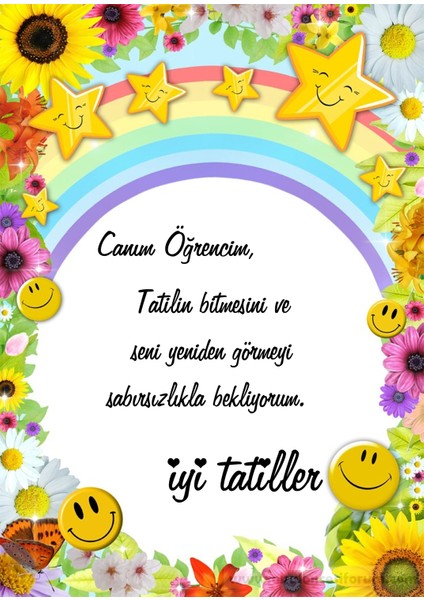 Okullar Için Tatil Mesaj Kartı (A5 - 24 Ad)