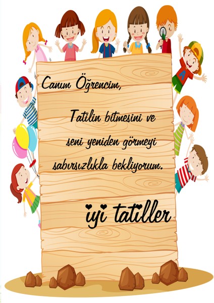 Okullar Için Tatil Mesaj Kartı (A5 - 24 Ad)