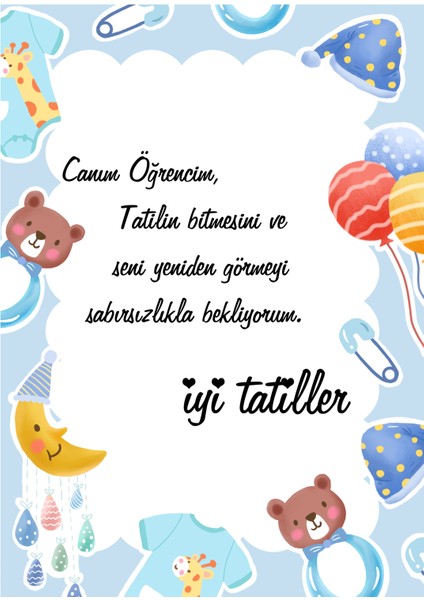 Okullar Için Tatil Mesaj Kartı (A5 - 24 Ad)