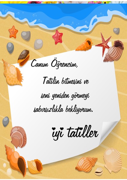 Okullar Için Tatil Mesaj Kartı (A5 - 24 Ad)