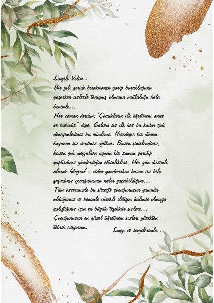 Okullar Için Tatil Velilere Mesaj Kartı (A5 - 24 Ad)