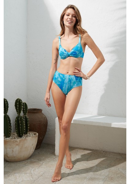 Calze Kaplı Balenli Yüksekbel Bikini Takım 221252 Aquamarin