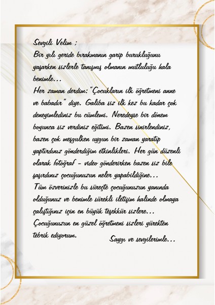 Okullar Için Tatil Velilere Mesaj Kartı (A5 - 24 Ad)