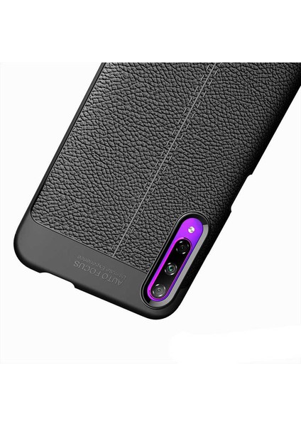 Huawei P Smart Pro 2019 Kılıf Deri Görünümlü Niss Silikon Kapak