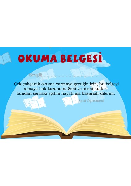 Okullar Için Okuma Belgesi(A4 - 12 Ad)
