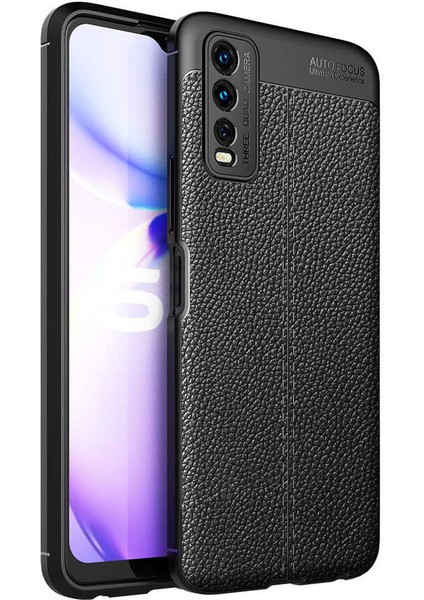 Vivo Y20 Kılıf Deri Görünümlü Niss Silikon Kapak