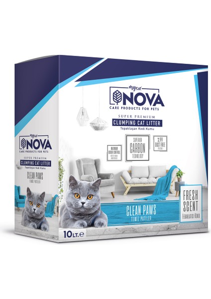 Ferahlatıcı Koku ( Temiz Patiler) Premium Kedi Kumu 10LT