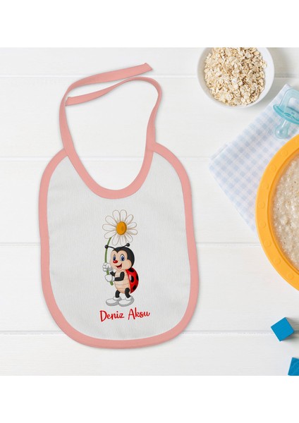 Kids Kişiye Özel Pembe Bebek Mama Önlüğü - Model 178
