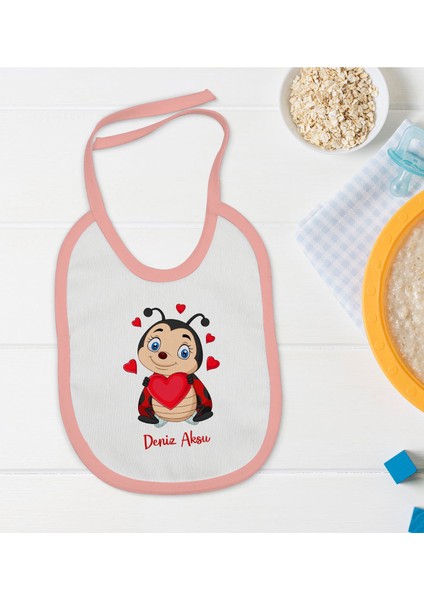 Kids Kişiye Özel Pembe Bebek Mama Önlüğü - Model 176