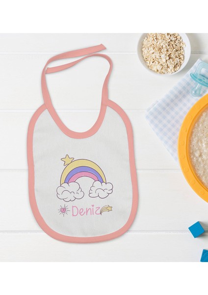 Kids Kişiye Özel Pembe Bebek Mama Önlüğü - Model 159