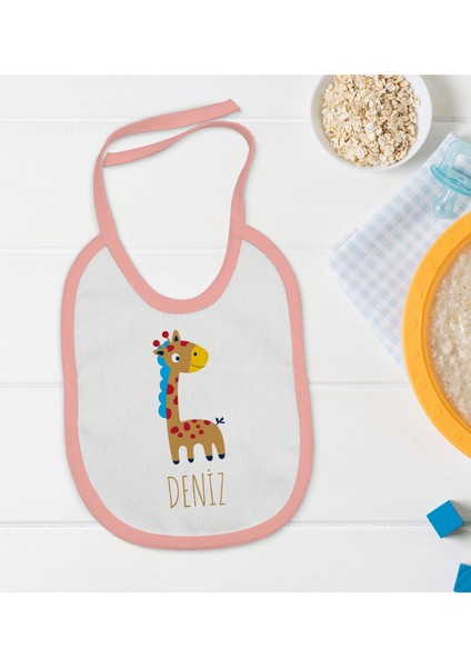 Kids Kişiye Özel Pembe Bebek Mama Önlüğü - Model 149