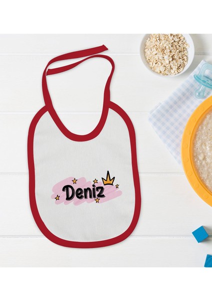 Kids Kişiye Özel Isimli Kırmızı Bebek Mama Önlüğü-33