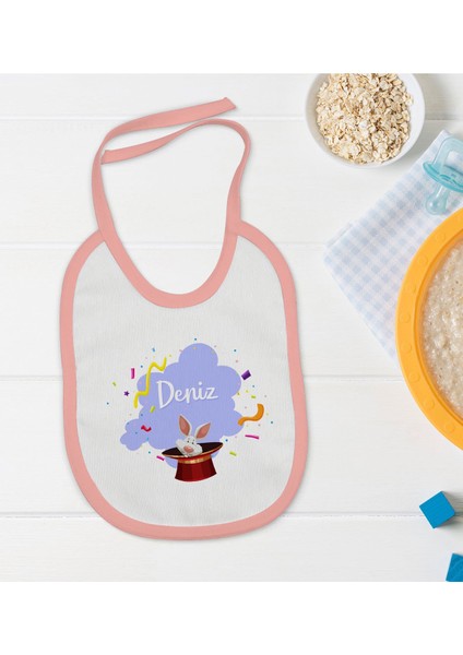 Kids Kişiye Özel Pembe Bebek Mama Önlüğü - Model 183