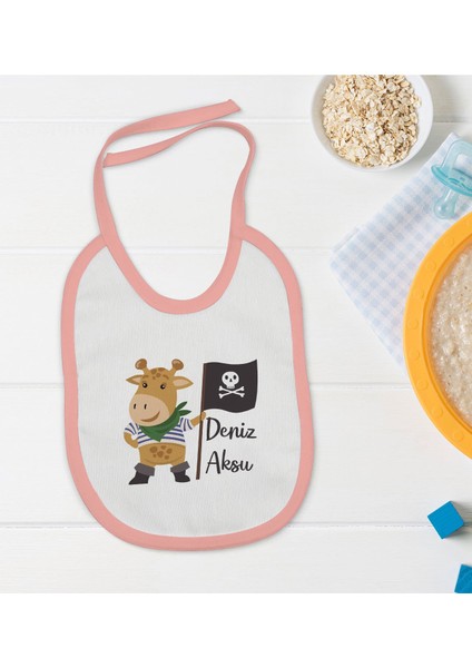 Kids Kişiye Özel Pembe Bebek Mama Önlüğü - Model 181