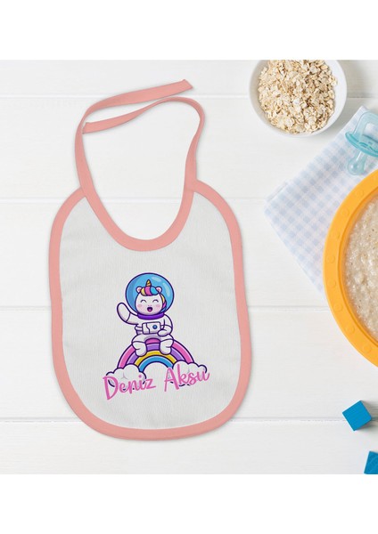 Kids Kişiye Özel Pembe Bebek Mama Önlüğü - Model 191