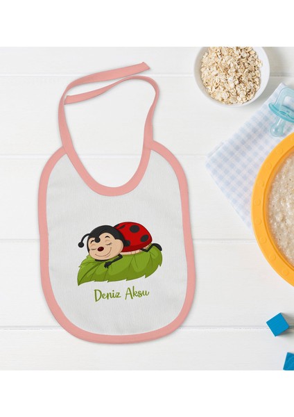 Kids Kişiye Özel Pembe Bebek Mama Önlüğü - Model 177