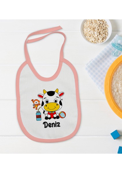 Kids Kişiye Özel Pembe Bebek Mama Önlüğü - Model 167