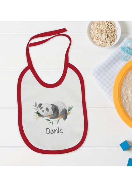 Kids Kişiye Özel Isimli Kırmızı Bebek Mama Önlüğü-25