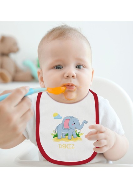 Kids Kişiye Özel Isimli Kırmızı Bebek Mama Önlüğü-19 fiyatları