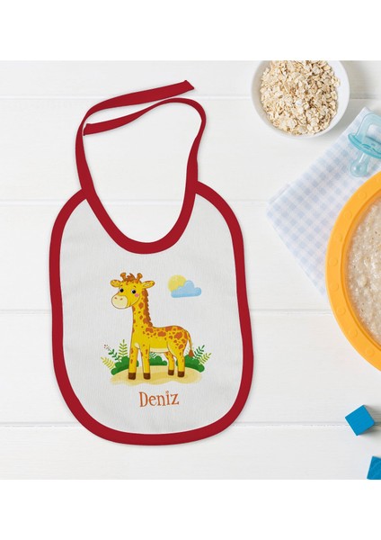 Kids Kişiye Özel Isimli Kırmızı Bebek Mama Önlüğü-20
