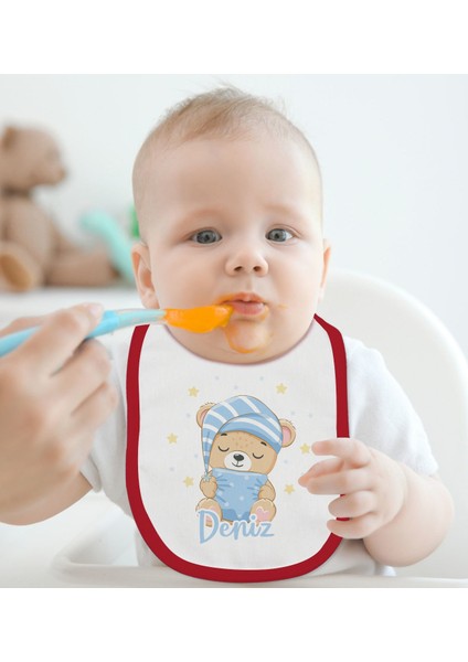Kids Kişiye Özel Isimli Kırmızı Bebek Mama Önlüğü-7 fiyatları