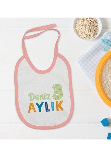 Kids Kişiye Özel Pembe Bebek Mama Önlüğü - Model 173