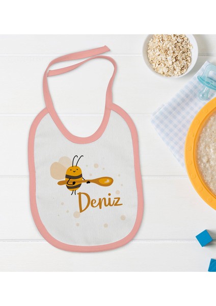 Kids Kişiye Özel Pembe Bebek Mama Önlüğü - Model 171