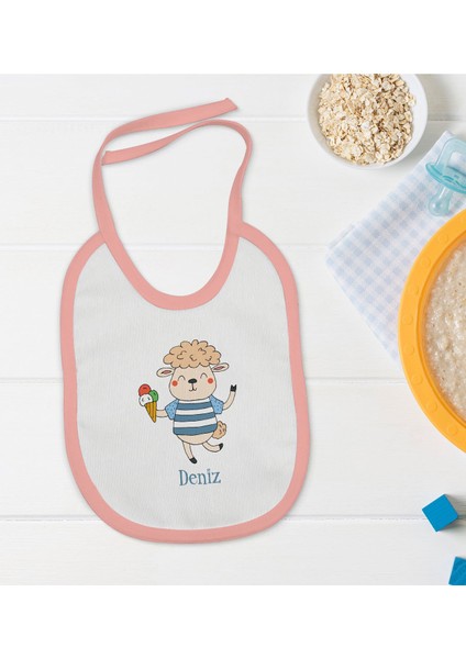 Kids Kişiye Özel Pembe Bebek Mama Önlüğü - Model 154