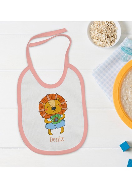 Kids Kişiye Özel Pembe Bebek Mama Önlüğü - Model 155