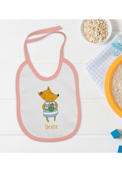 Kids Kişiye Özel Pembe Bebek Mama Önlüğü - Model 153